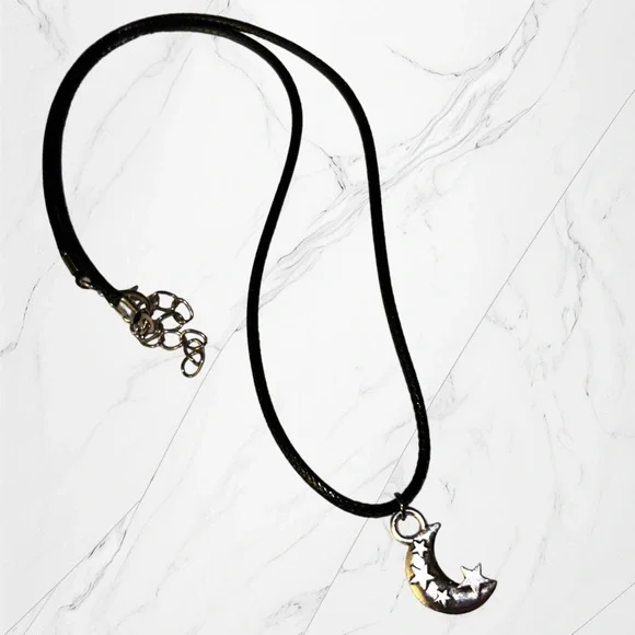 Hand Crafted Necklace Silver Moon & Star Charm Celestial Heavens - Picture 3 of 4